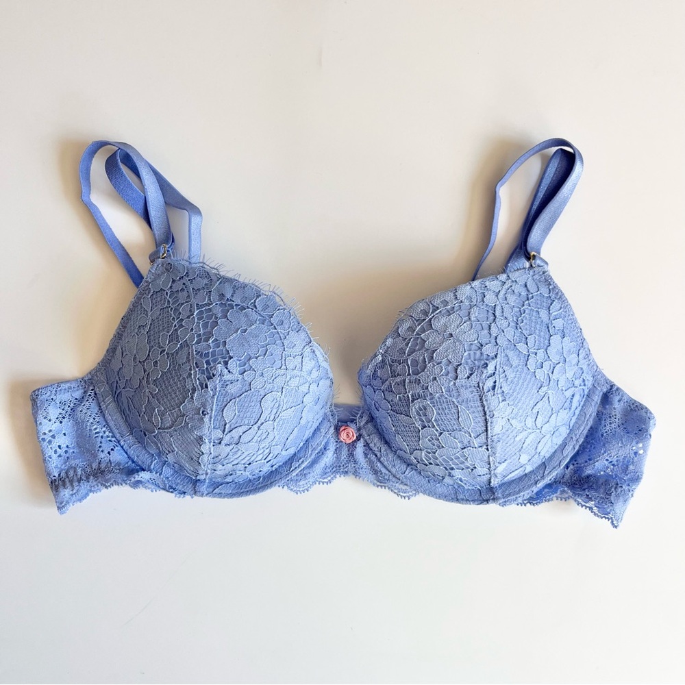 Victoria’s Secret Dream Angels Lace Push Up Bra Cameo Blue 34A